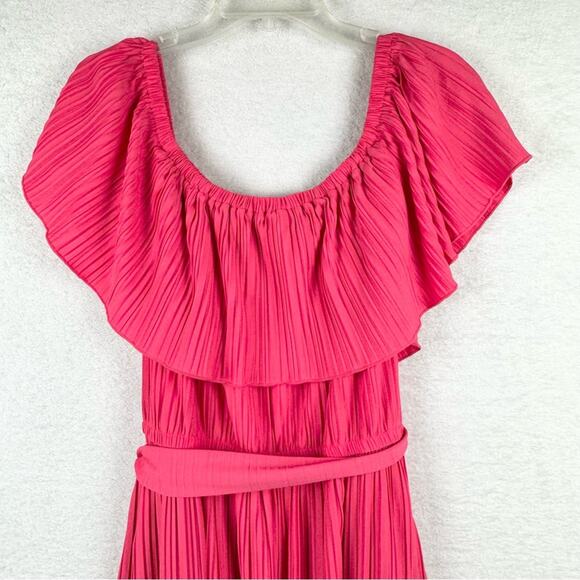 Lane Bryant Convertible Off-The-Shoulder Pleated Midi Dress In Rouge Red 18/20 - Picture 12 of 15